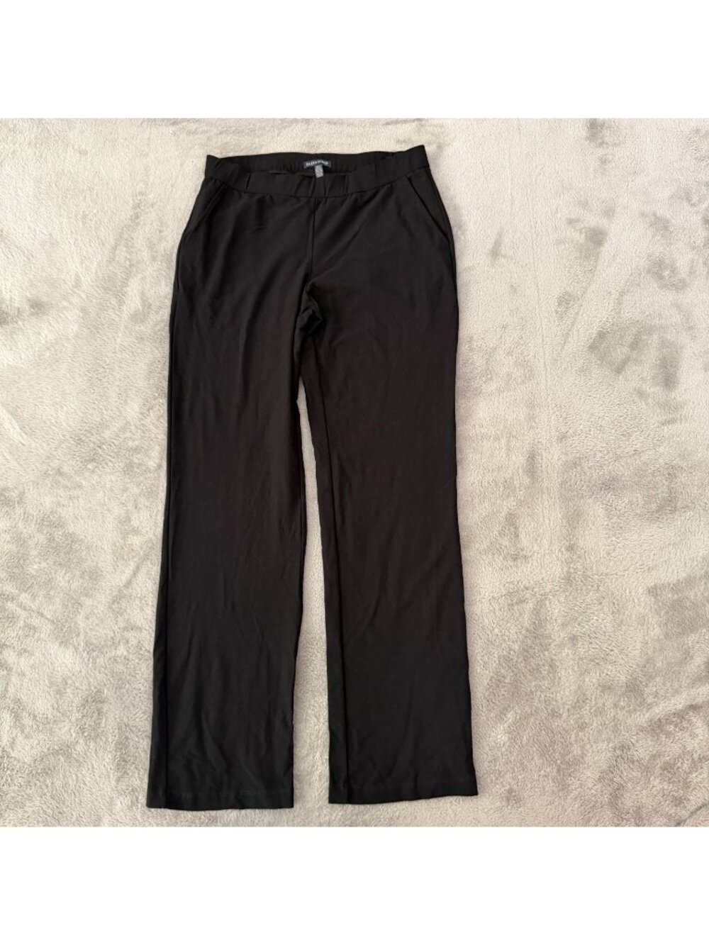 Eileen Fisher Straight Leg Pull On Pants Womens SMALL Black Classic